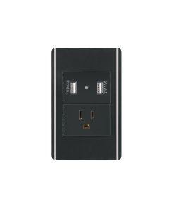Placa armada Volteck negra contacto y 2 puertos USB 1.5 mód Lisboa - Tecnología de conexión híbrida para entornos contemporáneos que combina alimentación tradicional y digital con elegancia sofisticada (Clave 47904)