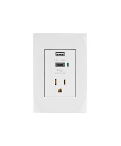 Contacto Volteck 2 polos + tierra con 2 puertos USB Oslo blanco - Tecnología de alimentación híbrida para dispositivos modernos que combina potencia tradicional con carga digital integrada (Clave 48313)