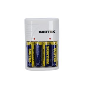 Cargador de pilas "AAA", "AA" y "9V" , con 4 pilas "AA" Surtek CP4