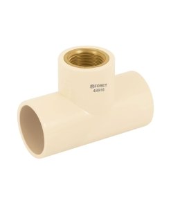 Tee Reducida Hembra de CPVC 1' x 1' x 1/2' Inserto Latón, Alta Durabilidad para Conexiones de Alta Calidad, Marca Foset, Clave 48916