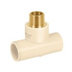 Tee de CPVC 1/2' rosca central macho inserto latón, FOSET