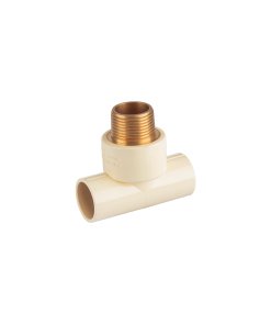 Tee CPVC, 3/4', Rosca Central Macho, Inserto de Latón, Alta Durabilidad para Conexiones Fuertes, Marca Foset, Clave 44914