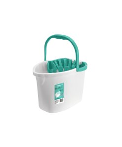 Cubeta plástica con exprimidor, 8L, solución práctica y duradera para limpieza, KLINTEK, clave 55961.