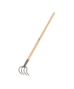 Cultivador TRUPER Forjado 4 Dientes - Mango de madera de 54" con puntas endurecidas para labranza profesional (Clave 10568)