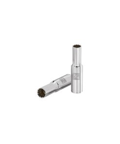 Dado Largo Truper 5/16" 12 Puntas Cuadro 1/2" - Acero al Cromo para Mecánica Automotriz que Permite Múltiples Posiciones de Engrane (Clave 101001)