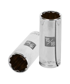Dado Largo Truper 15/16" 12 Puntas Cuadro 1/2" - Acero al Cromo Vanadio para Mecánica Automotriz que Permite Múltiples Puntos de Contacto (Clave 13369)