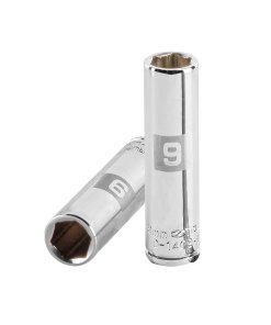 Dado Largo Truper 9mm 6 Puntas Cuadro 1/4" - Acero al Cromo Vanadio para Trabajos Detallados que Previene el Redondeo (Clave 13203)