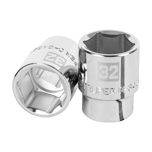 Dado Truper 32 mm 6 puntas cuadro 3/4' - Versión industrial para equipos pesados que soporta las condiciones de trabajo más exigentes (Clave 14981)