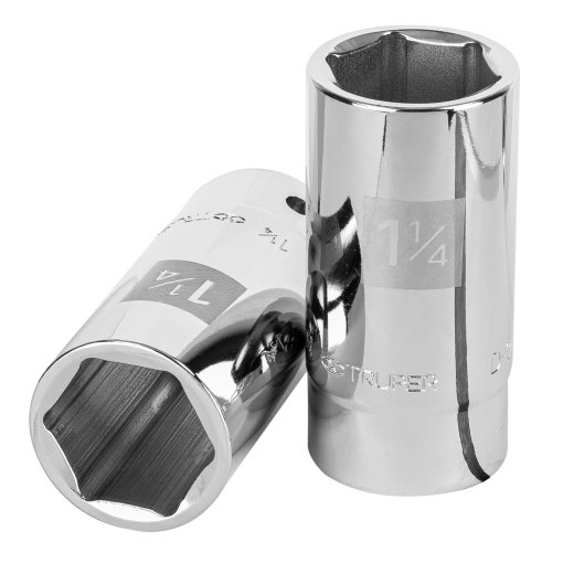 Dado Largo 1-1/4' Truper 6 Puntas Cuadro 3/4' - Acero al Cromo Vanadio para Torque Alto que Evita el Redondeo (Clave 13887)