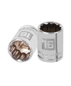 Dado Truper 16 mm 12 puntas cuadro 3/8' - Diseño multidientes para espacios reducidos que optimiza torque (Clave 13636)