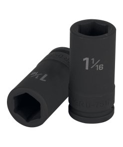 Dado Largo de Impacto Truper 1-1/16" 6 Puntas Cuadro 3/4" - Acero al Cromo Vanadio para Torque Extremo que Resiste Impactos Severos (Clave 12435)
