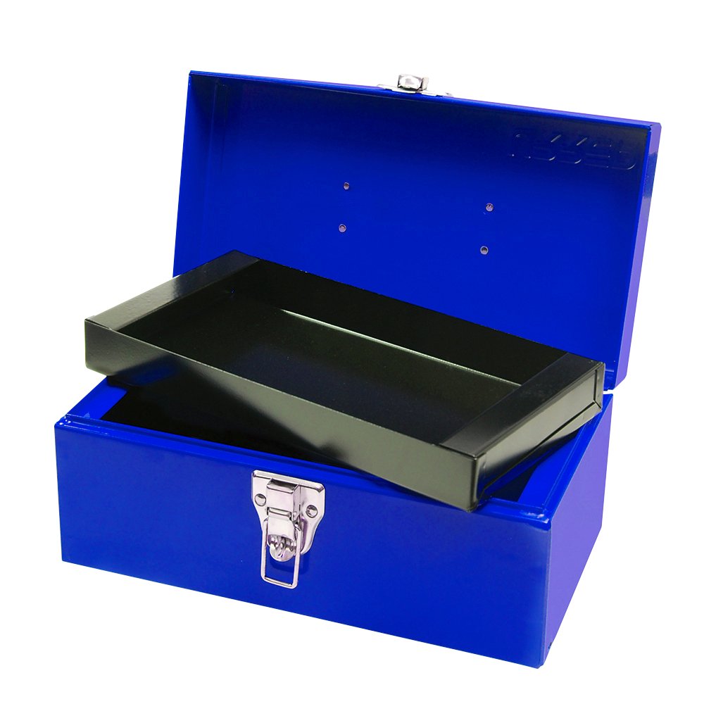 Caja portaherramientas metálica color azul 11" x 6" x 5" Urrea D1A