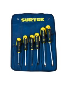 Juego de destornilladores con mango bimaterial combinados, 6 piezas Surtek D200B