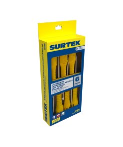Juego de destornilladores con mango amarillo combinados con caja, 6 piezas Surtek D40DC