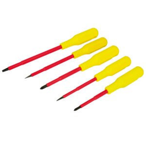 Juego de destornilladores con mango amarillo dieléctricos 1000 V combinados, 5 piezas Surtek D4V