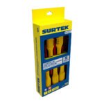 Juego de destornilladores con mango amarillo dieléctricos 1000 V combinados, 5 piezas Surtek D4VC