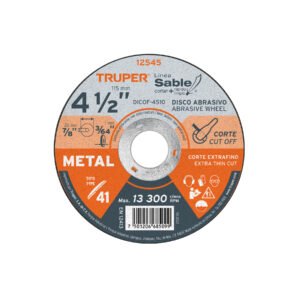 Disco abrasivo de corte preciso metal 4-1/2' x 1 mm, TRUPER