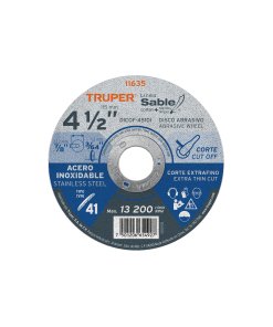 Disco Sable Truper Especializado Tipo 41 de 4-1/2" x 1 mm - Tecnología de Corte Fino para Acero Inoxidable que Previene la Decoloración y Quemaduras (Clave 11635)
