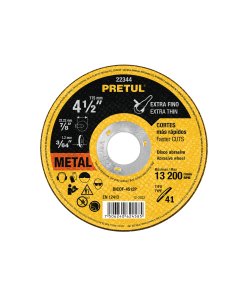 Disco Tipo 41 de 4-1/2' x 1.2 mm para Corte Fino de Metal, Alta Durabilidad para Trabajo Fino, Pretul Clave 22344