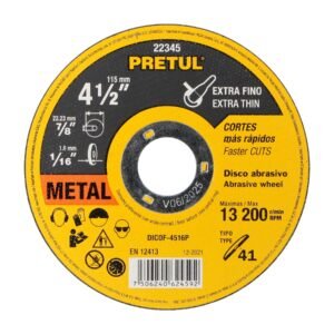 Disco abrasivo de corte preciso metal 4-1/2' x 1.6 mm PRETUL