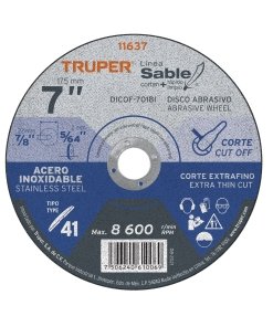 Disco Sable Truper Especializado Tipo 41 de 7" x 1.8 mm - Tecnología de Corte Fino para Acero Inoxidable Industrial que Mantiene la Integridad del Material (Clave 11637)