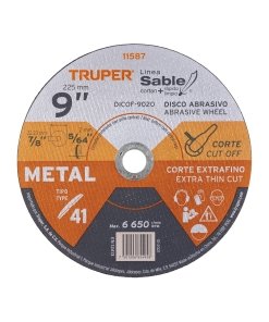 Disco Sable Truper Especializado Tipo 41 de 9" x 2 mm - Tecnología de Corte Fino para Trabajos Pesados en Metal que Optimiza el Rendimiento de tu Herramienta (Clave 11587)