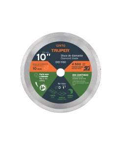 Disco de Diamante Truper 10' x 2.2mm - Tecnología de Rin Continuo para Cortes Finos que Proporciona Acabados Profesionales (Clave 12970)