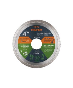 Disco de Diamante Truper 4' x 1.6mm - Tecnología de Rin Continuo para Acabados Finos que Minimiza Desperdicios (Clave 11578)