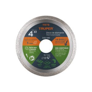 Disco de diamante de 4' x 1.6 mm, rin continuo, TRUPER