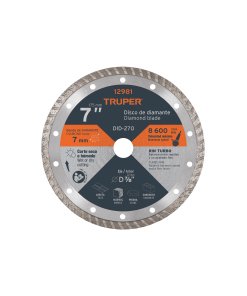 Disco de Diamante Truper 7" x 2.8 mm Rin Turbo - Tecnología de Disipación Térmica para Trabajos Continuos que Optimiza el Rendimiento en Aplicaciones Profesionales Intensivas (Clave 12981)