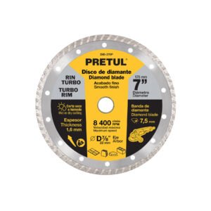 Disco de diamante de 7' x 1.6 mm, rin turbo, PRETUL