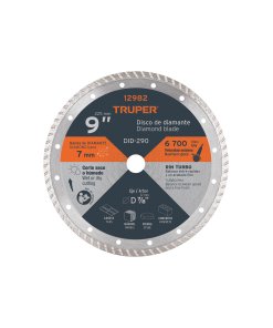 Disco de Diamante Truper 9" x 3 mm Rin Turbo - Tecnología de Refrigeración Mejorada para Proyectos Constructivos que Combina Velocidad y Durabilidad en Condiciones Exigentes (Clave 12982)