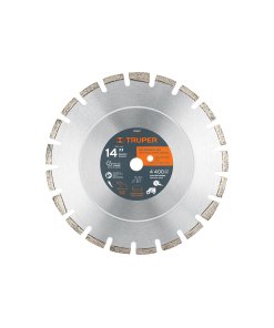 Disco de Diamante Truper 14' x 2.8mm - Tecnología para Corte de Asfalto y Concreto que Ofrece Máxima Resistencia (Clave 12547)