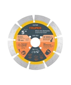 Disco de Diamante Truper 5" para Ranuradora de Concreto - Tecnología de Penetración Profunda para Instalaciones Eléctricas y Plomería que Facilita la Creación de Canales Precisos en Superficies Sólidas (Clave 103789)