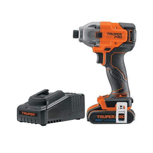 Destornillador de Impacto Truper PRO 1/4' 20V - Tecnología de Batería 2Ah para Construcción que Reduce el Tiempo de Trabajo (Clave 103253)