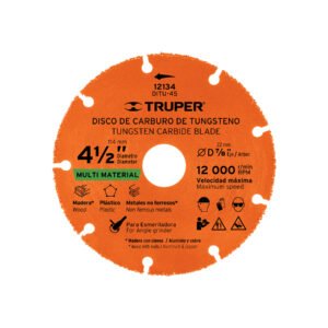 Disco 4-1/2' multimaterial de carburo de tungsteno, TRUPER