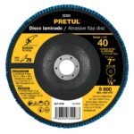 Disco laminado 7', grano 40 centro 7/8', fibra, PRETUL