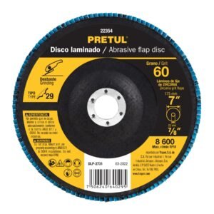 Disco laminado 7', grano 60 centro 7/8', fibra, PRETUL