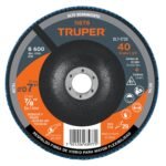 Disco laminado 7', grano 40 centro 7/8', fibra, TRUPER