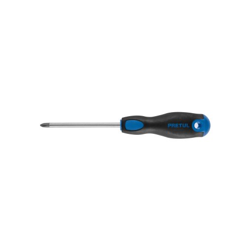 Desarmador de cruz 1/4' x 4' con mango Comfort Grip, ideal para tareas de precisión y confort, PRETUL, clave 21496.