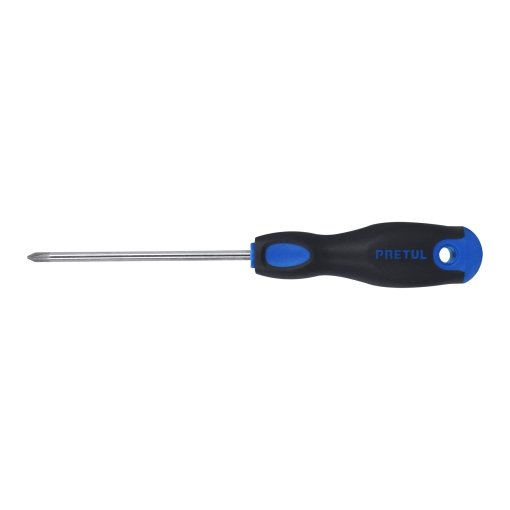 Desarmador de cruz 3/16' x 4' con mango Comfort Grip, opción ergonómica para comodidad durante el trabajo, PRETUL, clave 21495.