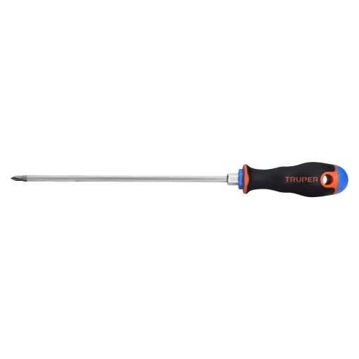 Desarmador de Cruz Truper 3/16" x 8" Mango Comfort Grip - Tecnología de Distribución de Presión para Trabajos Continuos que Previene Lesiones por Esfuerzo Repetitivo (Clave 14070)