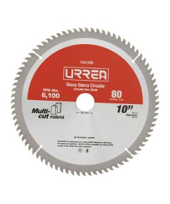 Disco para sierra circular para corte multi-material 80 dientes, 10" Urrea DSA1080