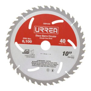Disco para sierra circular para corte de madera 40 dientes, 10" Urrea DSM1040