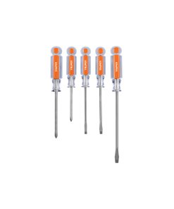 Juego de 5 desarmadores Truper Professional Acetate - Tecnología de mango aislante para electricistas que protege contra descargas y ofrece máxima durabilidad (Clave 14137)