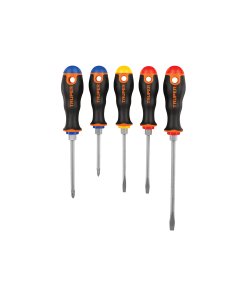 Juego de 5 desarmadores Truper Comfort Grip - Tecnología ergonómica para trabajos de precisión que reduce la fatiga y aumenta el torque aplicado manualmente (Clave 14138)