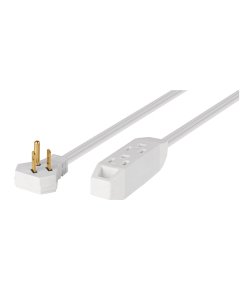 Extensión doméstica Volteck aterrizada 3 m blanca con clavija plana - Tecnología de alimentación segura para usos cotidianos que elimina riesgos eléctricos con diseño discreto e integrable (Clave 46988)