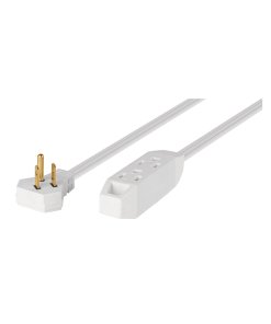 Extensión doméstica Volteck aterrizada 6 m blanca con clavija plana - Tecnología de alimentación versátil para ambientes extensos que proporciona flexibilidad sin comprometer protección (Clave 49571)