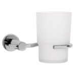 Portavaso cepillero cromo con vaso de vidrio, FOSET ELEMENT
