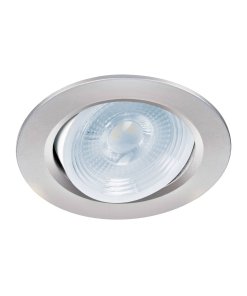Luminario de LED Volteck 5 W empotrar redondo cromo spot dirigible - Tecnología de acento orientable para ambientes premium que destaca elementos específicos con elegancia metálica refinada (Clave 46946)